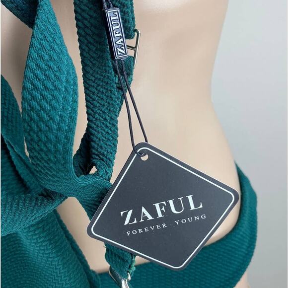 New Zaful Green 2 Piece Padded Swim Top Brazilian Thong Bottom Swimsuit US 6/M - Picture 8 of 9